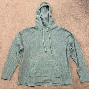 Aerie Light Sage Waffle-Knit Hooded Sweater